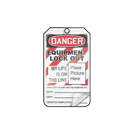 Accuform Safety Tags, DANGER EQUIPMENT LOCK OUT, 5.75in x 3.25in, Self-Laminating PF-Cardstock, 5PK MLT603LCM